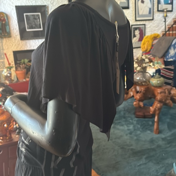 Black cotton t shirt dress with French graffiti - Picture 3 of 7